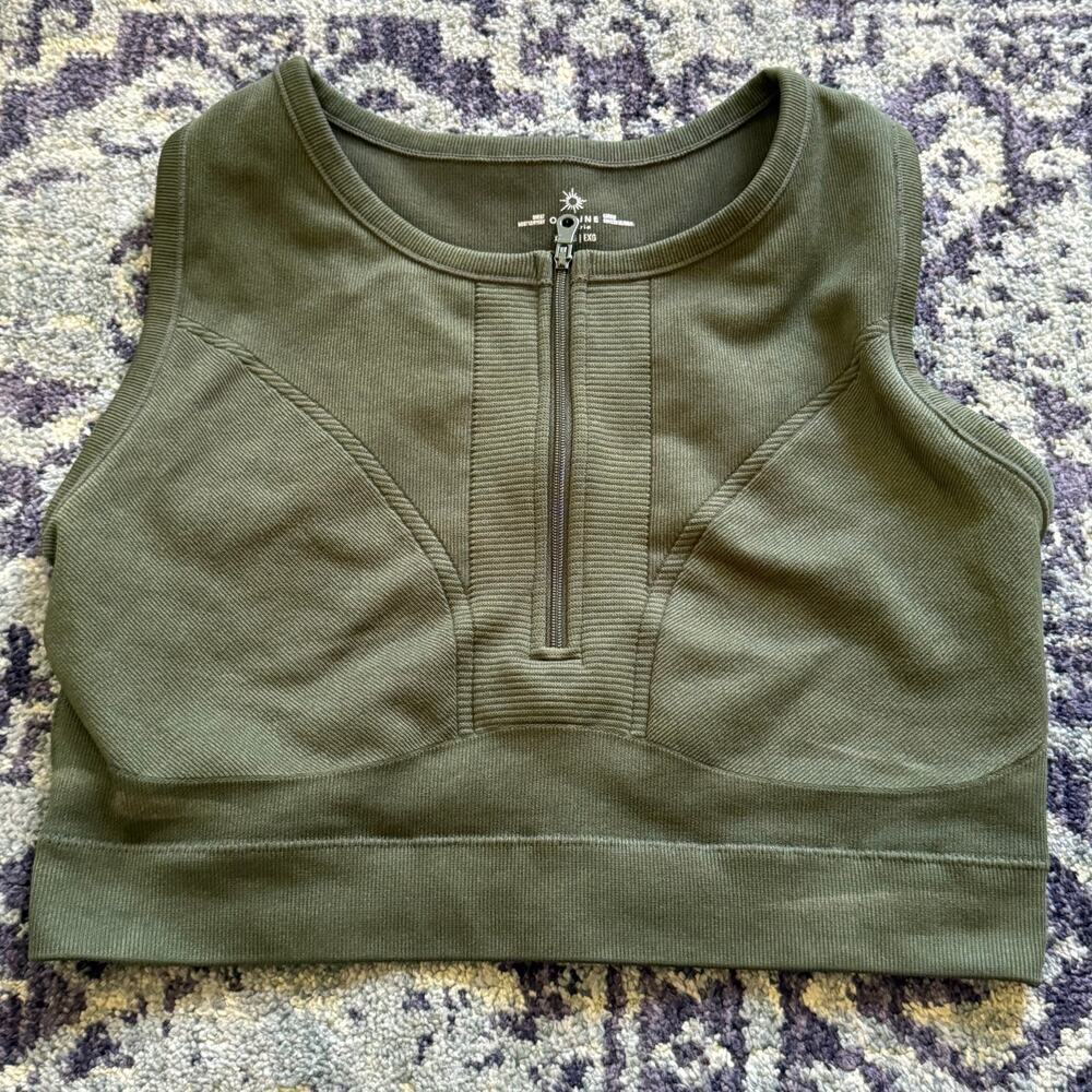 Offline by Aerie | XXL Crew Green Seamless Zip Front Sports Bra Activewear - Picture 3 of 7